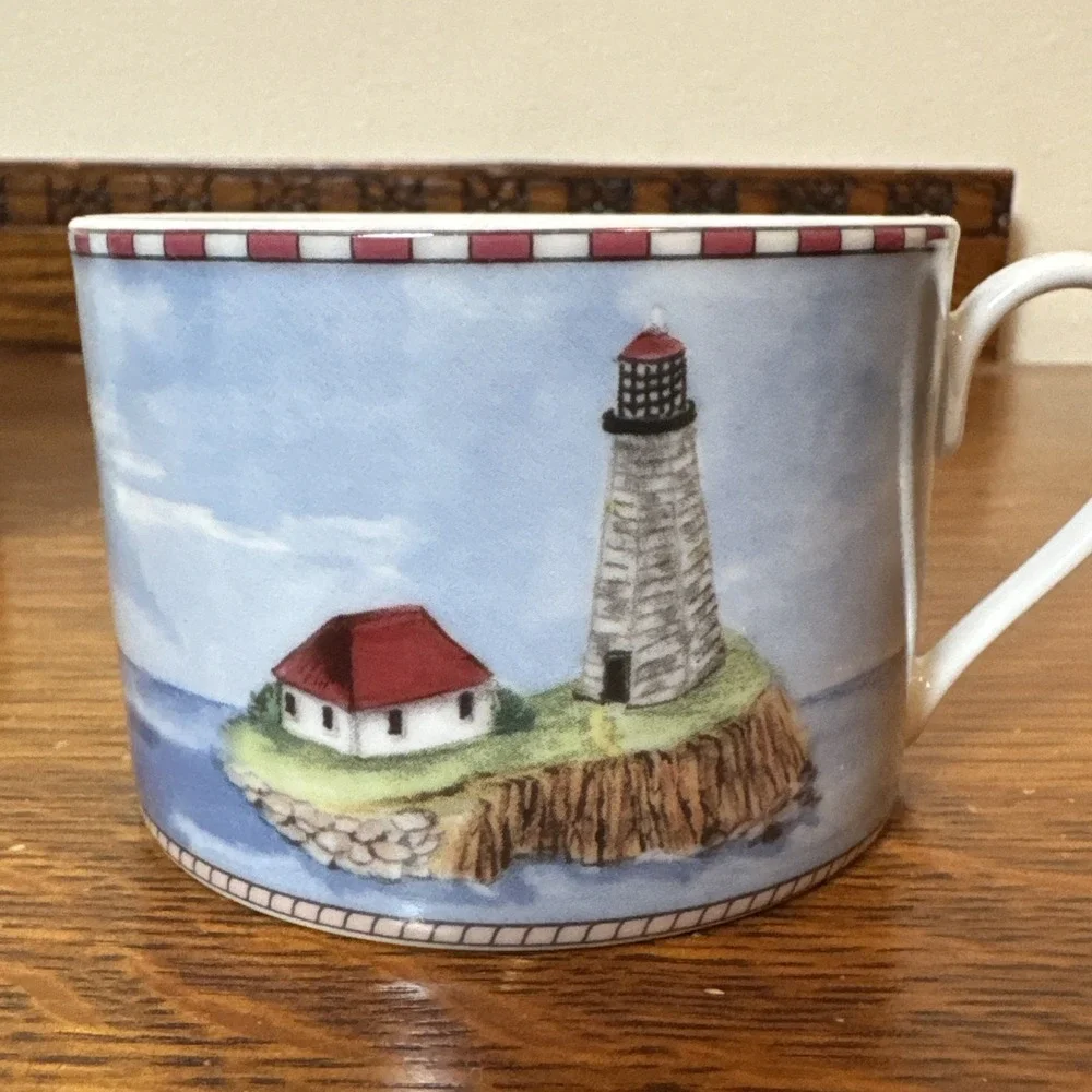 Lot/6 Set LIGHTHOUSE 1/2 MUGS 6-8 oz American Atelier 5100 SIGNALS Demitasse?